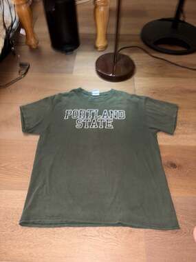 Vintage Portland State University Vikings Graphic T-Shirt Hunter Green Large